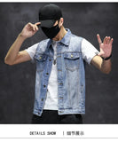 Brand New Men's Ripped Denim Vests Hip Hop Streetwear Fashion Sleeveless Cotton Jacket High Quality Man Casual Cowboy Waistcoat