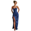 Women's Party Long Dresses Party Sexy Slim Fit Slit Satin Suspender Evening Dress Maxi Dress Sexy Female  Robe Vestidos