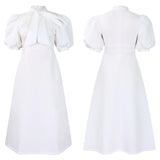 Elegant Party Dresses for Woman 2024 Luxury Bow Collar Short Sleeve High Waisted A Line Pleated Ankle Length Birthday Party Robe