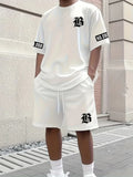 2025 Summer New Men's Set Luxury Letter Print Casual Fashion T-Shirt Short Sleeve Shorts Sportswear Casual Everyday Wear 2 Piece