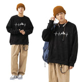 Mens Tracksuit  O Neck Pullover Hot Sales Printing Sweatshirt Black White 2 Color Casual Jogging Versatile Tops Clothing S-4XL