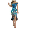 Women'S Party Dress Sexy Off Shoulder Split Ruffle Solid Bodycon Knee-Length Dress Fashion Glitter Party Elegant Dresses Vestido