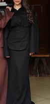 Women's Clothing Temperament Fashionable Lapel Long Sleeved Slim Fit Long Skirt Three Piece Set Simple Commuting Elegant Set