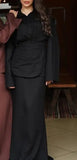 Women's Clothing Temperament Fashionable Lapel Long Sleeved Slim Fit Long Skirt Three Piece Set Simple Commuting Elegant Set