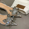 Silver Baotou Sandals Women 2025 New Summer Beautiful Pointy Wine Glass Celebrity Crystal Flower Transparent High Heels