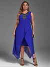 Plus Size Dress for Women Elegant Mesh Irregular Slim Long Dress 2023 Summer Casual Sleeveless Evening Party Dress 2XL 3XL 4XL