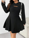Plus Size Sets  Knitted Suit A-Line Dress Hooded Long-Sleeved Top Vest A-Line Skirt Set Stylish Elegance Elastic Fabric Comfort