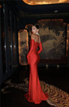 Mozision Strapless Backless Sexy Maxi Dress For Women Fashion Off-shoulder Sleeveless Floral High Split Evening Party Long Dress