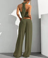 Women's Clothing Summer Casual Solid Color 2 Piece Set New Backless Cross-chest Wrapping Sexy Tank Top & Wide-leg Trousers Pants