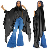 SOMO Plus Size Women Clothes Pleated Long Cape Shirt Bat Full Sleeve Irregularity Blouse Top One Size Loose Dropshipping 2023
