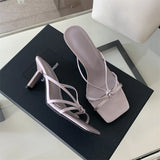 Sexy Women High Heels Slippers Designer Heeled Sandals Woman Shoes 2025 Summer Stilettos Pumps Elegant Shallow Chaussures Femme
