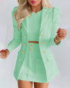 Sets for Women 2 Pieces 2024 Spring Plaid Print Notched Neck Long Sleeve Blazer & Elegant High Waist Mini Skirt Set Office Lady