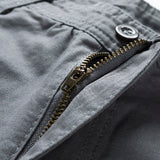 Summer thin multi pocket pure cotton workwear shorts men's oversized loose straight leg five point casual over knee beach shorts