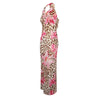 Women's Clothing Dress New Summer Sexy Backless Print Leopard V-Neck Dresses Streetwear Fashion Halter Lace-up Dresses Clothing