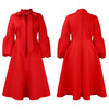 Elegant Dresses for Women Bow Collar Full Sleeve High Waisted Pleated Mid Calf Luxury Birthday Party Dinner Vestidos Mujer Dress