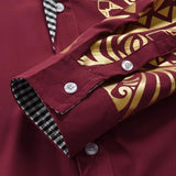 Men's Business Shirts Men Dress Shirt Casual Streetwear Black Gold Stamping Printed Shirt Design Turn Down Collar Male Tops
