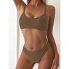 Sexy Woman Swimsuits 2025 Summer Swimwear Women's Bikinis for Female Two Pieces Beach Wear Solid Color Bikinis Set Bathing Suit