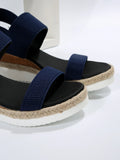 Women's Shoes 2025 Hot Sale Elastic Band Women's Sandals Summer Open Toe Solid Color Wedge Beach Shoes Ladies Platform Sandals