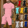 Men's T-shirt and shorts set, short-sleeved T-shirt and shorts set, two-piece set, beach sportswear