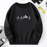 Mens Tracksuit  O Neck Pullover Hot Sales Printing Sweatshirt Black White 2 Color Casual Jogging Versatile Tops Clothing S-4XL