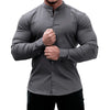 Men's  Casual Shirt Slim Fit Micro-elastic Long Sleeve Comfortable Versatile Stand Collar Tops Camisas  Men Dress Shirt