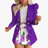 Sets for Women 2 Pieces 2024 Spring Plaid Print Notched Neck Long Sleeve Blazer & Elegant High Waist Mini Skirt Set Office Lady