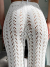 Women's casual summer clothing semi transparent elegant knitted wide pants comfortable drawstring