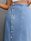 ZMTUO Women's Plus Size Denim Long Skirt Is Decorated with American Retro Casual Style Long Skirt