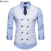 2025 Men's Formal Dress Vest Top Double Breasted Casual Tank Tops Solid Slim V-Neck Club Party Suits Vest Formal Waistcoat Men
