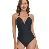 Women Swimwear High Waist Sleeveless Padded Bathing Suit One-piece Dress Up Lady Bikini Set Breathable Washable Female Swimsuit