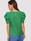 Women Blouse Fashionable Summer Versatile Urban Leisure Bubble Sleeve Round Neck Straight Tube Women's T-shirt Blouses Shirts