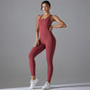 Plus Size S-XL Back V Bodysuits Sports Women Gym Rompers Yoga Set Scrunch Legging Workout One-Piece Jumpsuit Suit Active Wear