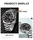 Fashion Mens Sports Watches Men Business Stainless Steel Quartz Watch Luxury Man Casual Calendar Luminous Clock Reloj Hombre
