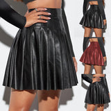 Women Skirts High Waist High-quality PU Sexy Versatile A-Line Attractive Comfortable Faux Leather Comfy Fashion