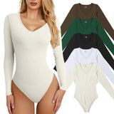Woman Clothing Women'S Sexy Knitted  Underwear Crew Neck Long Sleeve Leggings Slim Jumpsuit Bodysuit Top Ropa Mujer Juvenil