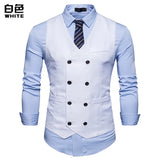 2025 Men's Formal Dress Vest Top Double Breasted Casual Tank Tops Solid Slim V-Neck Club Party Suits Vest Formal Waistcoat Men