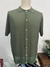 Men's Casual Tops Summer Cool Knitted Men's Shirt Short Sleeve Lapel Solid Color Hollow Breathable Men's Clothing