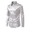 Nightclub Dress Red Satin Shirts Men Clothing Silk Like Long Sleeve Roupas Masculinas Mens Sexy Wedding Party Button Up Shirts