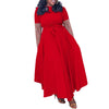 Elegant Party Dresses for Woman 2024 Round Neck Short Sleeve Sashes Ankle Length Fashion Female Birthday Party Dinner Vestidos