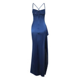 Women's Party Long Dresses Party Sexy Slim Fit Slit Satin Suspender Evening Dress Maxi Dress Sexy Female  Robe Vestidos