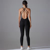 Plus Size S-XL Back V Bodysuits Sports Women Gym Rompers Yoga Set Scrunch Legging Workout One-Piece Jumpsuit Suit Active Wear