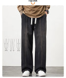 Plus Size M-8XL Baggy Jeans Men's Blue Black Streetwear Elastic Waist Y2K Trousers Fashion Straight Leisure Wide Denim Pants