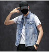 Brand New Men's Ripped Denim Vests Hip Hop Streetwear Fashion Sleeveless Cotton Jacket High Quality Man Casual Cowboy Waistcoat