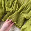 Women Blouse Sexy Deep V Neck Tops Full Puff Sleeve Tight Waist Top Shirts Slim Fit Blouses Elegant Splice Pleated Shirt