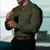 Men's  Casual Shirt Slim Fit Micro-elastic Long Sleeve Comfortable Versatile Stand Collar Tops Camisas  Men Dress Shirt