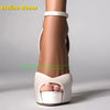 Peep Toe Platform Buckle Strap Red Sandals Pointed Toe Thin Heel Slingback Sexy Women Runway Show Shoes Spicy Girl Party Trend