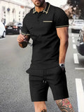 Men's Short Sleeved Shorts PO LO Shirt Set T Shirt Sports And Leisure Set Home Short Sleeved Shorts Set 2 Piece