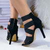 Black Sexy Open Toes Gladiator Shoes Womens Sandals Super High Heel Pumps Ladies Broadband Back Zipper Party Wedding Sandal