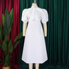 Elegant Party Dresses for Woman 2024 Luxury Bow Collar Short Sleeve High Waisted A Line Pleated Ankle Length Birthday Party Robe