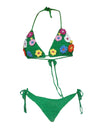 Women 3D Floral Knitted Crochet Bikini Set Swimsuit Sleeveless Halter Swimwear Female Two Pieces Bathing Suit Beachwear Bather